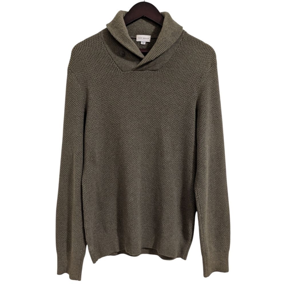 Club Monaco Men's M Merino Wool Blend Shawl Collar Knit Sweater - Olive Green